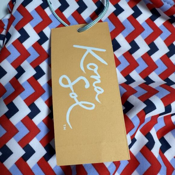 Kona Sol One-Piece Swimsuit Women’s Size 18 Red White Blue Zigzag Strappy Back - Picture 10 of 15